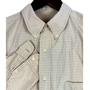 Eddie‎ Bauer Mens Button Down Shirt Long Sleeve Checkered Beige Size L